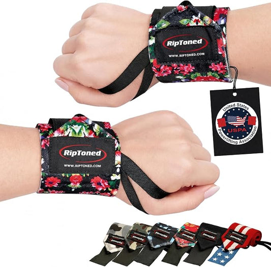 Rip Toned Wrist Wraps for Weightlifting – USPA & USAPL Approved – Stiff or Flex – 18" Gym Wrist Straps with Thumb Loop – Maximum Support for Men & Women