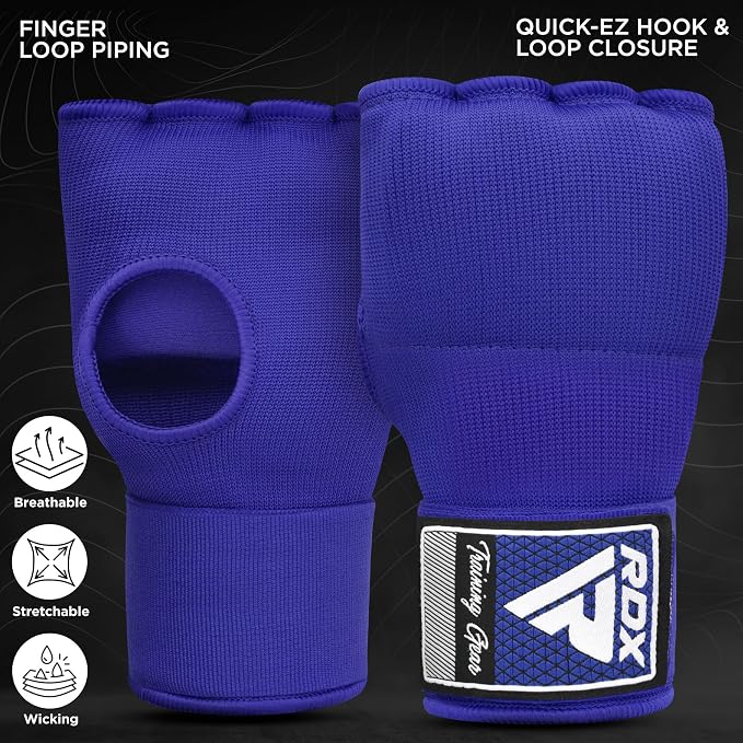 RDX Gel Boxing Hand Wraps Inner Gloves Men Women, Quick 100cm Long Wrist Straps, Elasticated Padded Fist Under Mitts Protection, Muay Thai MMA Kickboxing Martial Arts