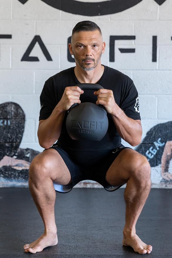 Competition Kettlebell (Powder Coated) w Grooves - 33mm Handle for Fitness, Exercise, Strength Training and Weightlifting…