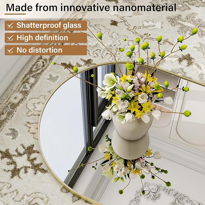 Arched Full Length Mirror 69"x25" Leaning Hanging for Decor Gold | Standing Body Mirror with Aluminum Frame for Bedroom Cloakroom Living Room Make-up Gift