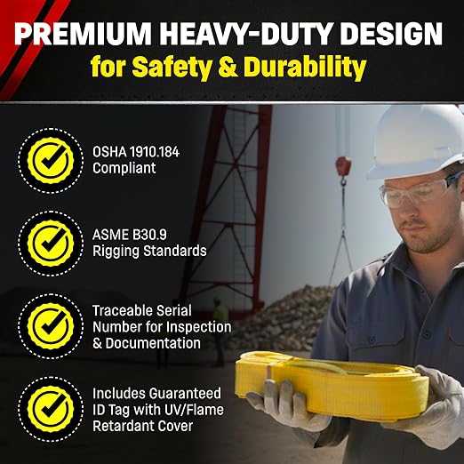 DD Sling (USA Made). 3" Widths by 6' to 20' Lengths in Listing, 2 Ply Twisted Eye, Nylon Lifting Slings, Eye & Eye, 8,900 lbs Vert, 7,200 lbs Choker, 17,800 lbs Basket Load Capacity (3" x 16')