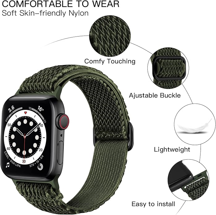 Lerobo Stretchy Nylon Solo Loop Band, Compatible with Apple Watch Series 11 10 9 8 7 6 5 4 3 SE3/2/1 Ultra3/2/1, Adjustable Strap for iwatch Band 44mm 45mm 46mm 49mm 42mm 40mm 41mm 38mm for Women Men