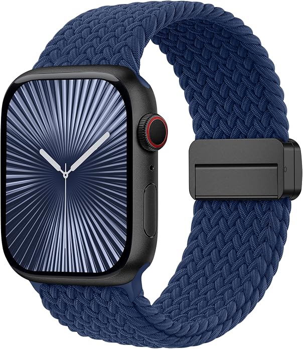 Laffav Braided Stretchy Band Compatible with Apple Watch Bands 42mm 40mm 41mm 38mm 44mm 45mm 46mm 49mm for Women Men, Magnetic Nylon Solo Loop Sport Strap for iWatch Series 11 10 9 8 7 6 5 4 SE Ultra