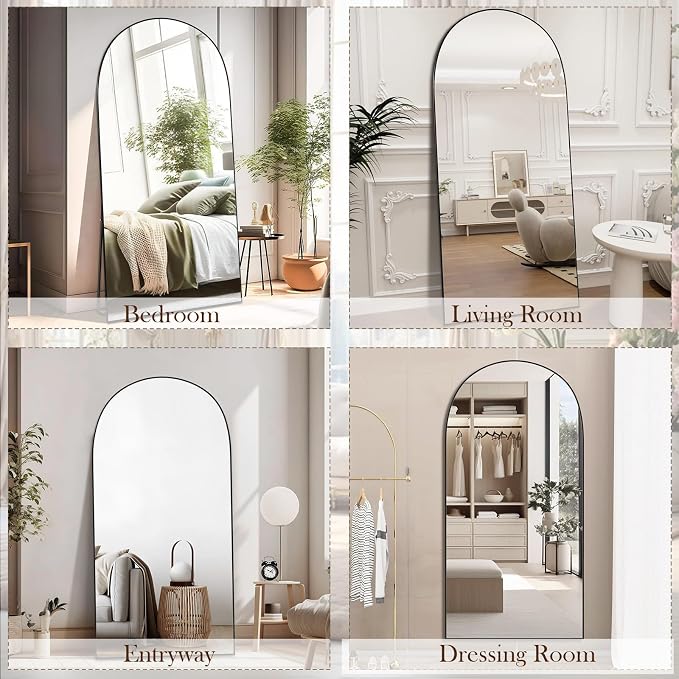 71''x32'' Exercise Mirror for Home Gym Full Length Arched Black Frame, Garage Gym Wall Mirror Aluminum Alloy Frame, Large Workout Mirrors Tempered Glass for Yoga, Bedroom, Dance Studio, Living Room