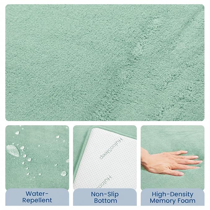 Huloo Sleep Baby Play Mat for Floor,1.3" Thick Memory Foam Tummy Time Mat,Soft Coral Velvet Nursery Rug,Extra Large Non Slip Crawling Mats for Living Room(Sage Green)