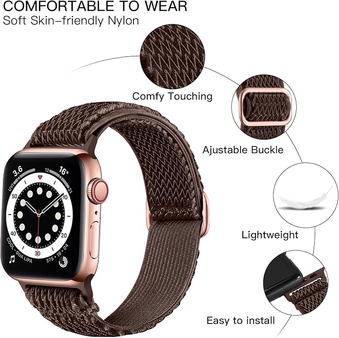Lerobo Stretchy Nylon Solo Loop Band, Compatible with Apple Watch Series 11 10 9 8 7 6 5 4 3 SE3/2/1 Ultra3/2/1, Adjustable Strap for iwatch Band 44mm 45mm 46mm 49mm 42mm 40mm 41mm 38mm for Women Men