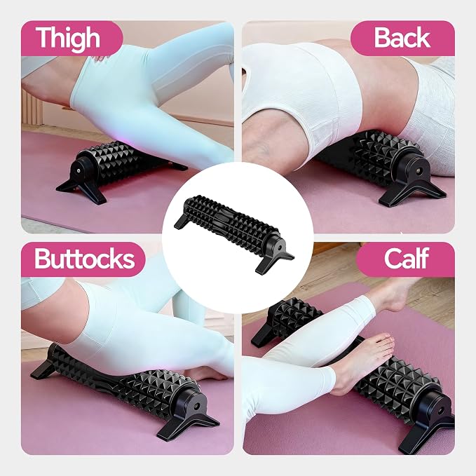 Foam Roller with Detachable Stand, 18" Deep Tissue Massage Roller | Beginner-Friendly Support Design for Muscle Recovery, Home Workout & Fitness - Black
