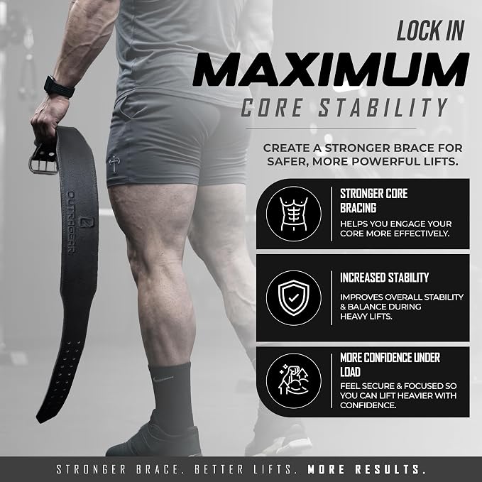 Real Leather Weight Lifting Belt - 7mm Gym Belt for Strength Training - Adjustable Buckle Weight Lifting Belts for Men & Women with Core Back Support