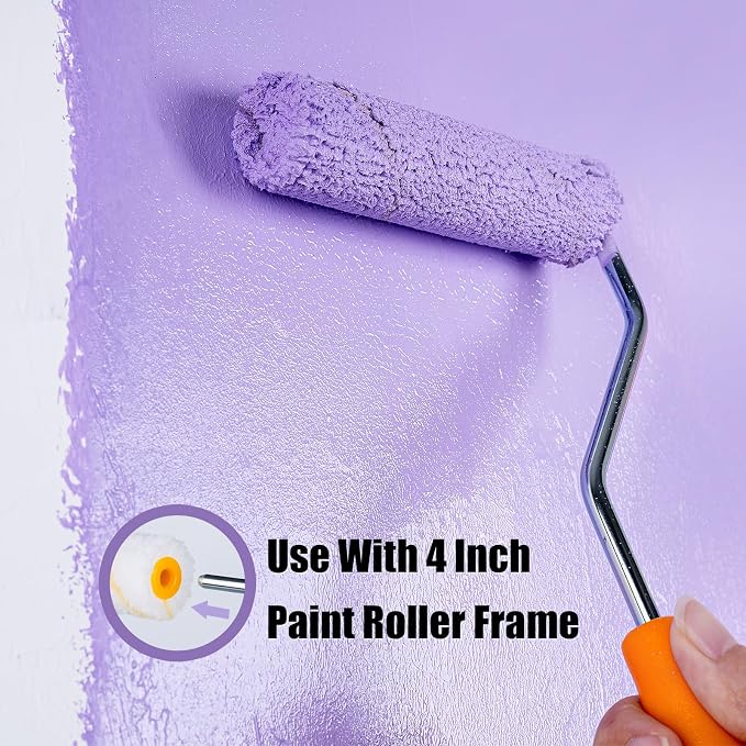 Mister Rui 10 Pieces 4-Inch Small Paint Roller Covers Microfiber Rollers | Mini Microfiber Paint Roller Refills for Painting Walls, Cabinets, Trim, Use with All Paints and Stains, Reusable, 9mm Nap