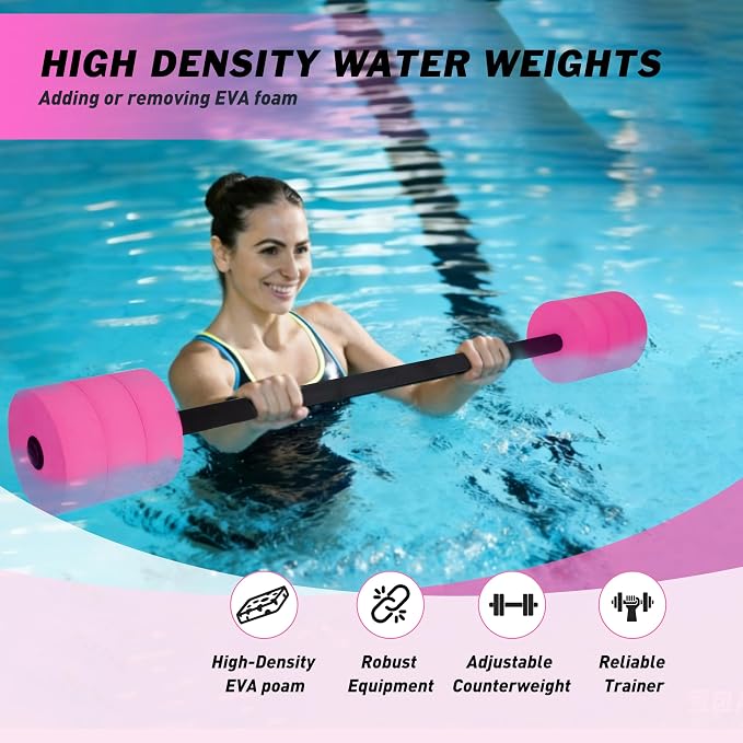 Hikeen Aquatic Exercise Dumbbells Water Dumbbell Pool Resistance Aquatic Fitness Barbells with 4 High-Density EVA Foam Pool Weights Dumbbells, for Water Aerobics Weight Loss