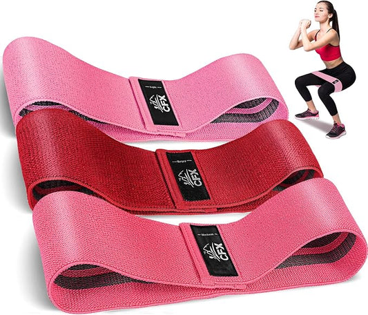 CFX Resistance Bands Set, Exercise Bands with Non-Slip Design for Hips & Glutes, 3 Levels Workout Bands for Women and Men, Booty Bands for Home Fitness, Yoga, Pilates