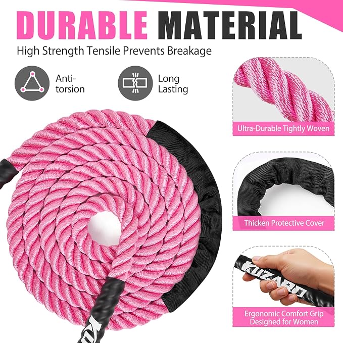 KUZARO Jump Rope, Weighted Jump Rope for Women, Heavy Jump Ropes for Fitness, Home Gym Exercise Equipment, Adult Skipping Rope for Improve Strength, Weight Loss, Boxing Training,Total Body Workout Equipment