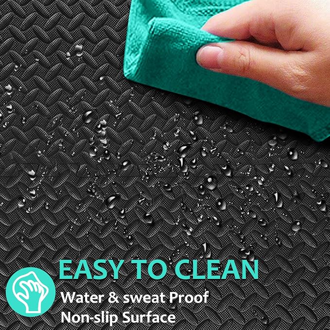 BEAUTYOVO Puzzle Exercise Mat with 12/24/48 Tiles Interlocking Foam Gym Mats, 24'' x 24'' EVA Foam Floor Tiles, Protective Flooring Mats for Gym Equipment