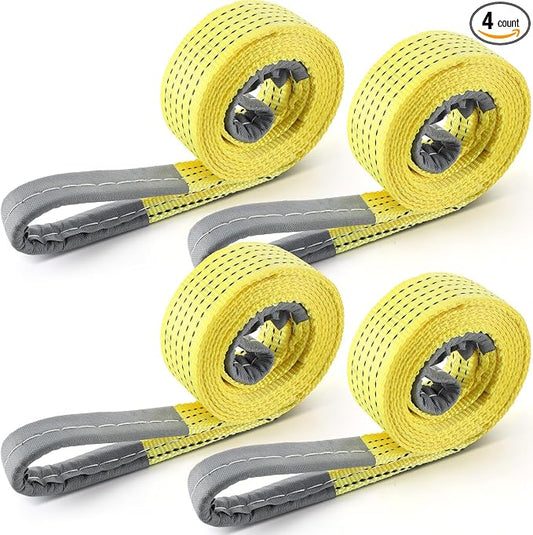 4 Pcs Lift Sling Straps Heavy Duty Web Slings Straps Polyester Nylon for Hoist Car Outdoor Using