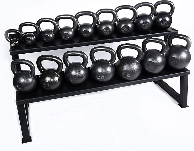 Ader Sporting Goods Premier Kettlebell Set with Kettlebell Rack and Dvd (5,10,15,20,25,30,35,40,45,50, 60Lb)
