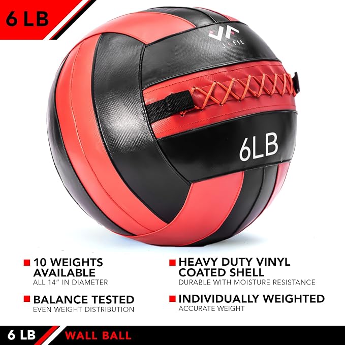 JFit Wall Ball – Premium Soft Weighted Exercise Ball for Strength, Conditioning, Gym & Home Workouts, 4-30 LB