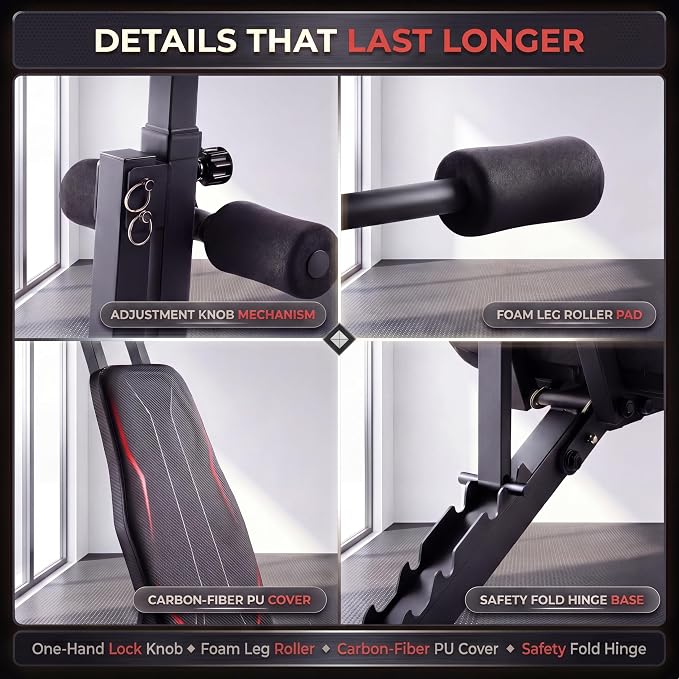 OPPSDECOR Adjustable Weight Bench with Leg Extension and Preacher Curl Pad | Foldable Workout Bench, 10 Positions Incline Decline Flat Full Body Home Gym Strength Training, 800 lbs Capacity Bench Press