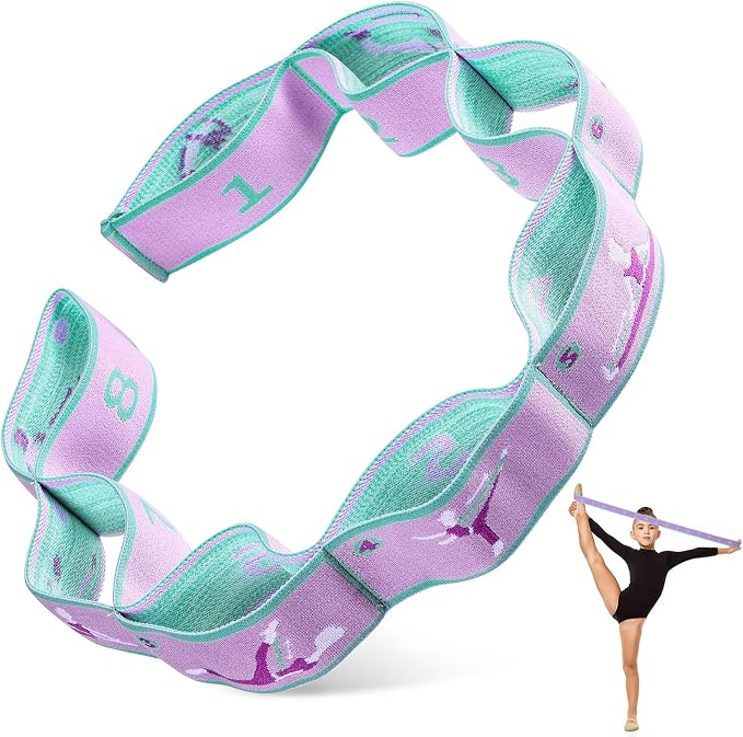 Stretch Strap for Kids Elastic Gymnastic Stretching Ballet Dance Band with 8 Loops Adjustable Exercise Training Resistance Strap for Children Stuff Pilates Latin Yoga Equipment