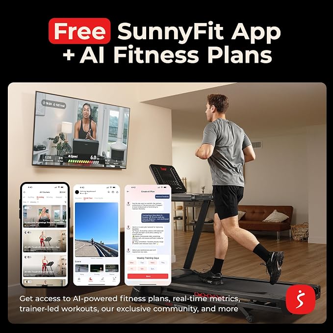 Sunny Health & Fitness 20" x 55" Auto Incline Treadmill with Folding Deck
