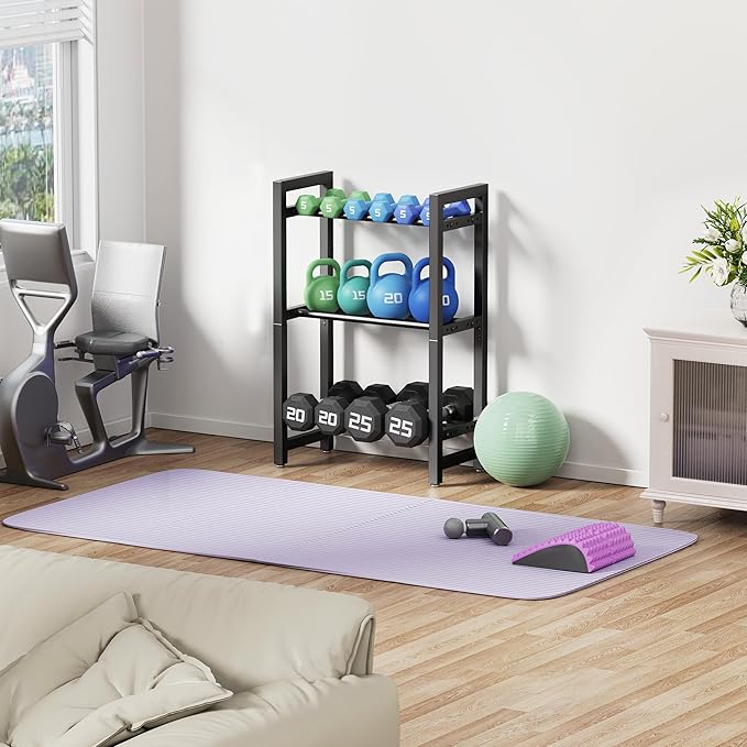 Dumbbell Rack 3-Tier 20 IN Length Adjustable Weight Rack For Home Gym Dumbbells Kettlebell (Rack Only)