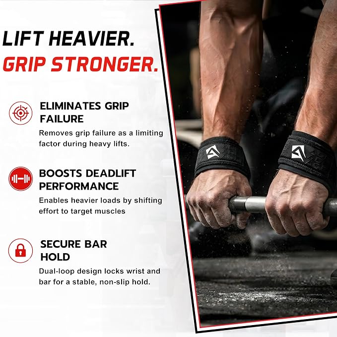 AQF Figure 8 Weight Lifting Straps, Padded Cuff Support for Deadlift