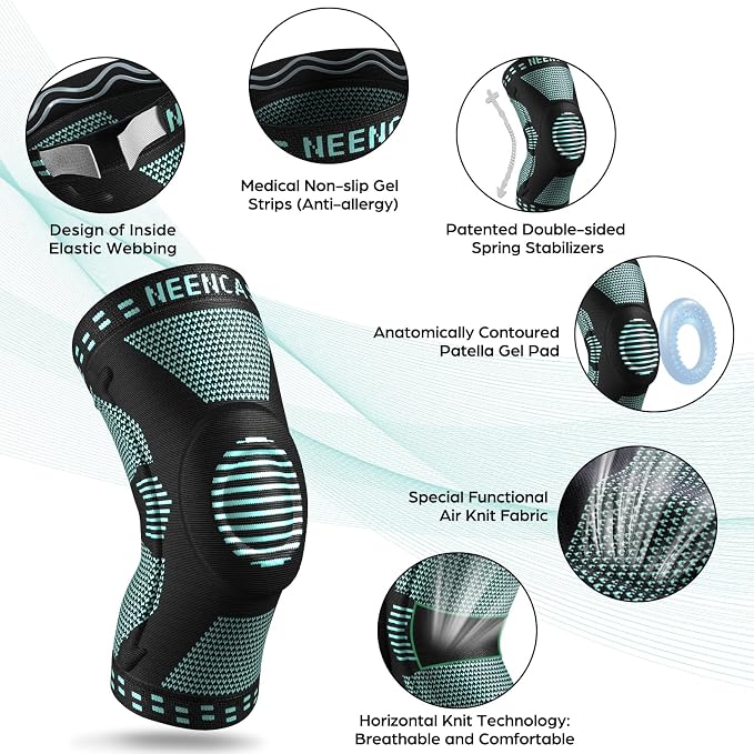 NEENCA Knee Braces for Knee Pain Relief, Compression Knee Sleeves with Patella Gel Pad & Side Stabilizers, Knee Support for Weightlifting, Running, Workout, Arthritis, Meniscus Tear, Men Women. ACE-53 | Patented Patella Gel Pad & Side Stabilizers, Comp...