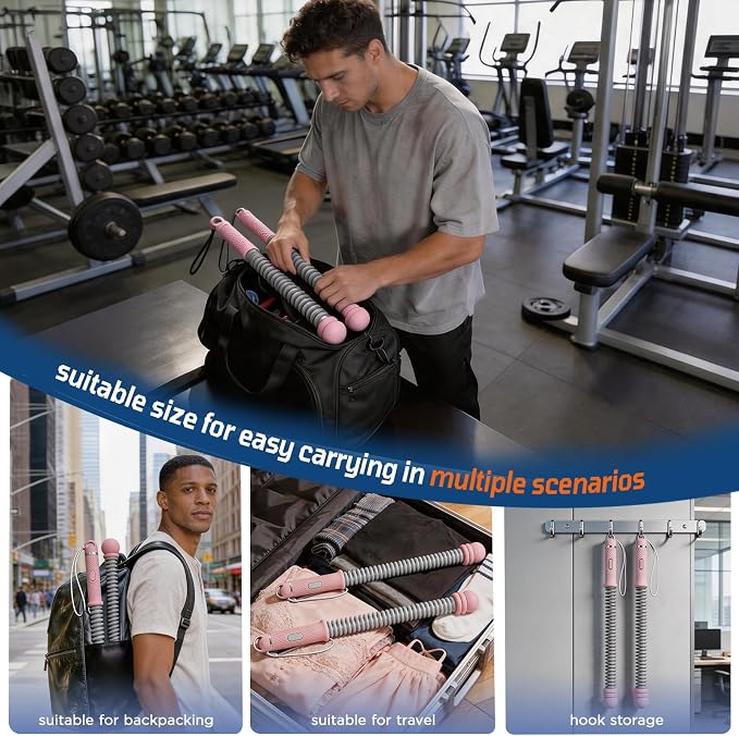 Portable Adjustable Cordless Battle Ropes, Heavy Duty Ropeless Battle Rope Non-Slip Handle with Storage Bag for Small Space, Rope for Women HIIT Cardio Low-Impact Aerobic Training