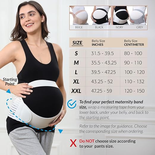 NeoTech Care Pregnancy Belly Band, Maternity Belt, for Pregnancy Belly Support, Back/Pelvic Support (Size S, Ivory Color)