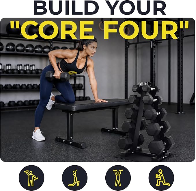 HulkFit 160-550LB Rubber Hex Dumbbell Set with Storage Rack, Solid Cast Iron Dumbbells for Full Body, Anti-Slip Grip, Weights Dumbbells Set for Home Gym Training