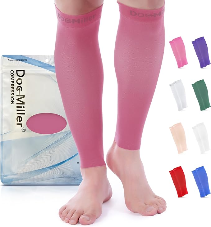 Doc Miller Compression Calf Sleeve for Men & Women, Premium Medical Grade, 15-20mmHg Graduated Support for Running, Calf Tear, Shin Splints, Knee High, Calf Sleeves, 1 Pair