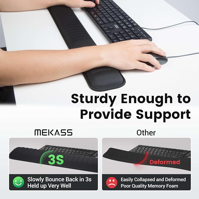 MEKASS Ergonomic Wrist Rest for Keyboard and Mouse, Soft Memory Foam Keyboard Wrist Rest Set with Non-Slip Silicone Base, Easy Typing, Pain Relief, Comfort for Office, Work, Gaming (Blue)