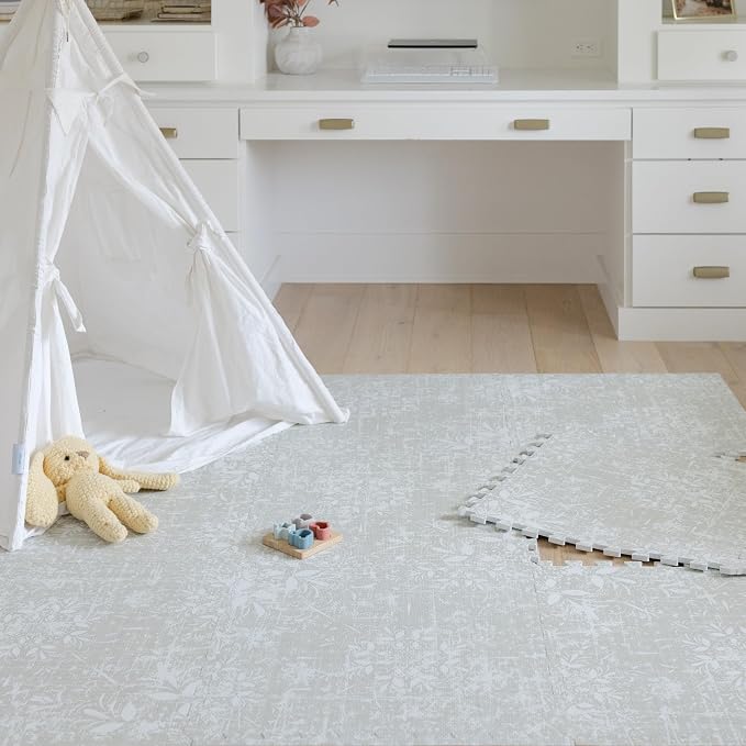 Little Landings Baby Play Mat for Floor - Eden (6x6ft) - Premium EVA Foam Play Mat for Babies & Toddlers (Ages 0-5+) - Non-Toxic Playmat for Tummy Time, Crawling & Playroom - Stylish & Comfortable