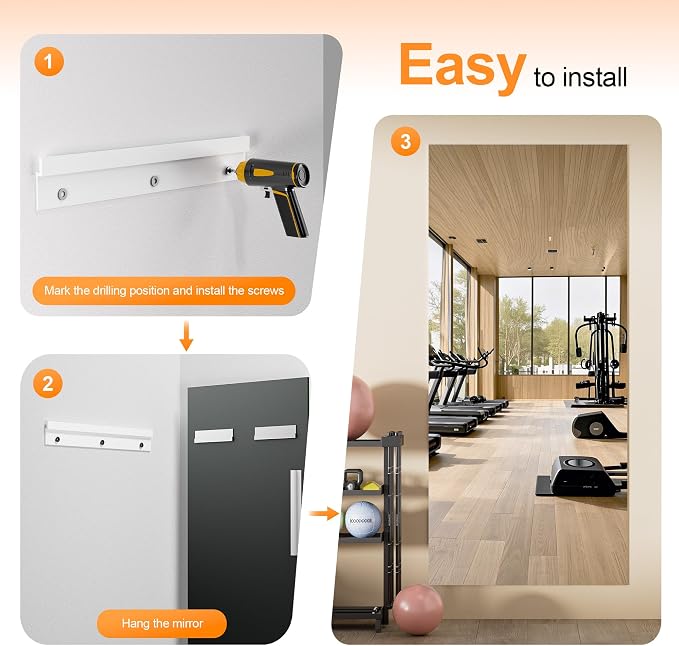 Hasipu Home Gym Workout Mirror 79" L x 35" W-1pcs Large Full Length Mounted Full Body Frameless Mirror for Workout, Yoga, Garage, Bedroom, Dance