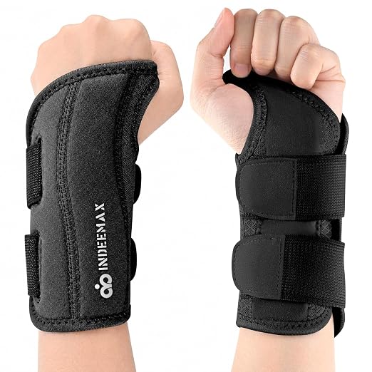 Copper Carpal Tunnel Wrist Brace, Adjustable Wrist Support Splint for Night Sleep & Daytime Working, Hand Braces Pain Relief for Arthritis, Tendonitis, Sprain, Men & Women(Left Hand-Black, S/M)