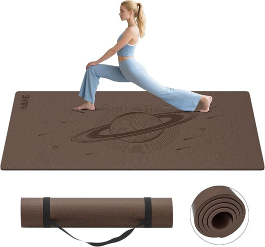 HAHE Extra Wide Yoga Mat, 72"x40"x0.4"Thick, Large Exercise Mats | Oversized Non Slip Workout Mat with Strap for Yoga, Pilates, Fitness, Home Gym Studio, Yoga Mats for Men & Women