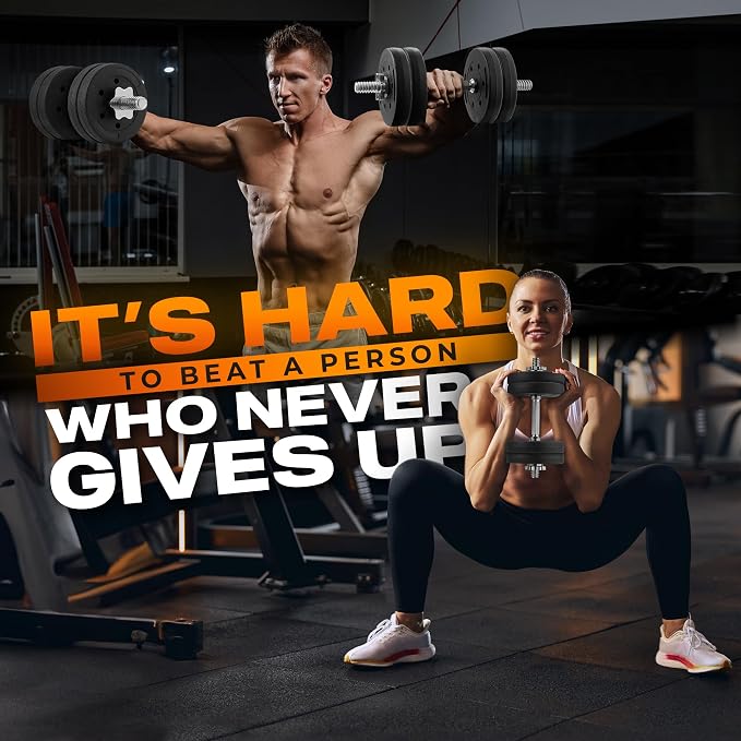 Yes4All Threaded Dumbbell Handles, Adjustable Dumbbell Bar Pair, 14/16/18/24-Inch Sizes, Fits 1" or 1.15" Plates, Non-Slip Grip, Secure Star-Lock Collars