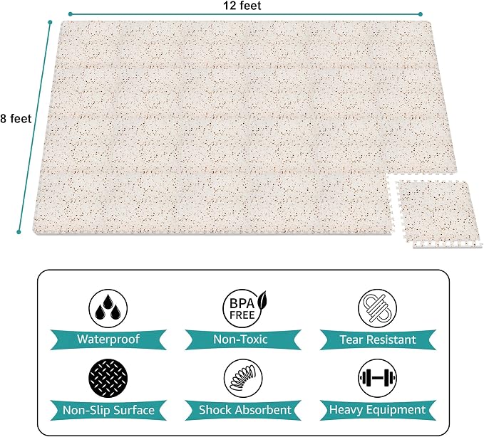 Sorbus Wood Grain Floor Tiles Foam Mat EVA Interlocking Mats Tile 3/8-Inch Thick Flooring Wood Puzzle Exercise Mats w/Borders - Home Playroom Basement, Apartment, Trade Show, Baby, Dance