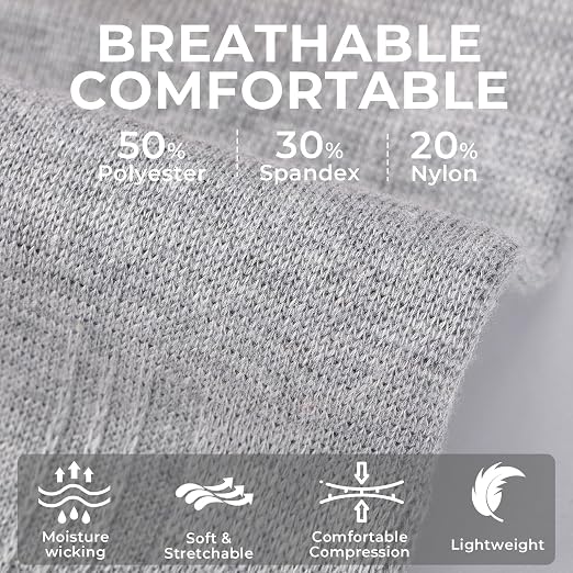 NeoTech Care Ankle Support Sleeve - Open Heel, Light, Elastic & Breathable Knitted Fabric - Medium Compression - For Men, Women, Kids - Right or Left Foot (Gray Color, Size M, 1 Pair)
