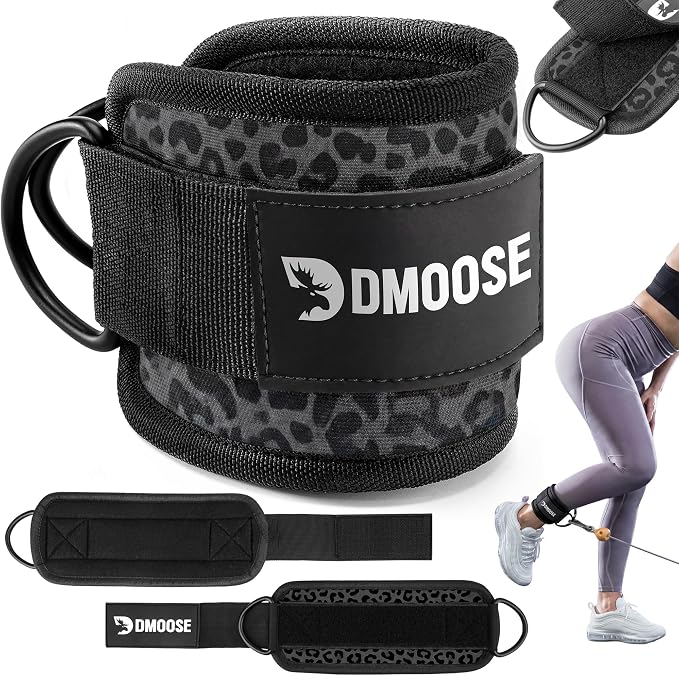 DMoose Ankle Strap for Cable Machine - One Size Fit with Premium Padding, Workout Kickback Ankle Cuffs, Ankle Bands for Working Out, Booty Workouts, Leg Extension, Hip Abductors & Lower Body Exercises