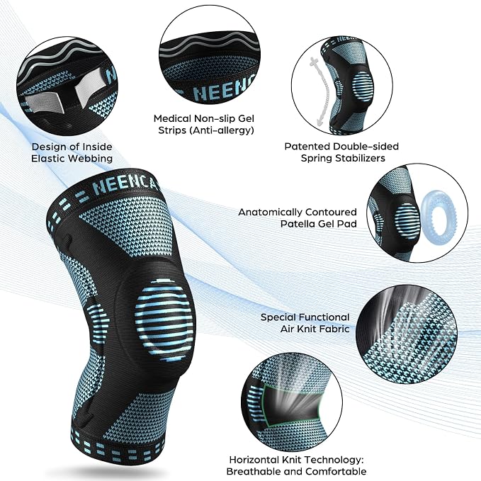 NEENCA Professional Knee Brace, Medical Knee Support for Women & Men Relief | Patented Patella Gel Pad & Side Stabilizers, Compression Sleeve for Knee Pain, Swelling, ACL, PCL, Arthritis, Sports, Workout