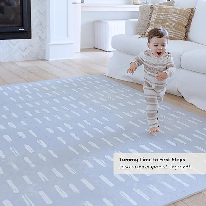 Little Landings Baby Play Mat for Floor - Shoreline (4x6ft) - Premium EVA Foam Play Mat for Babies & Toddlers (Ages 0-5+) Non-Toxic Playmat for Tummy Time, Crawling & Playroom - Stylish & Comfortable