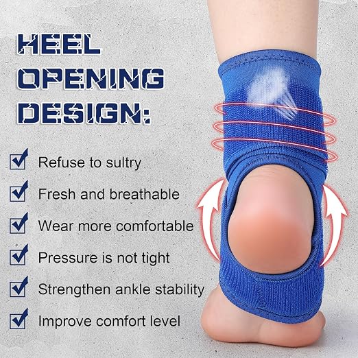 Honoson 2 Pcs Ankle Brace Kid Ankle Support Youth Neoprene Lace up Compression Sleeve Foot Brace Stabilizer with Adjustable Strap for Sport Sprained Plantar Fasciitis Achilles Tendonitis(Blue,S)