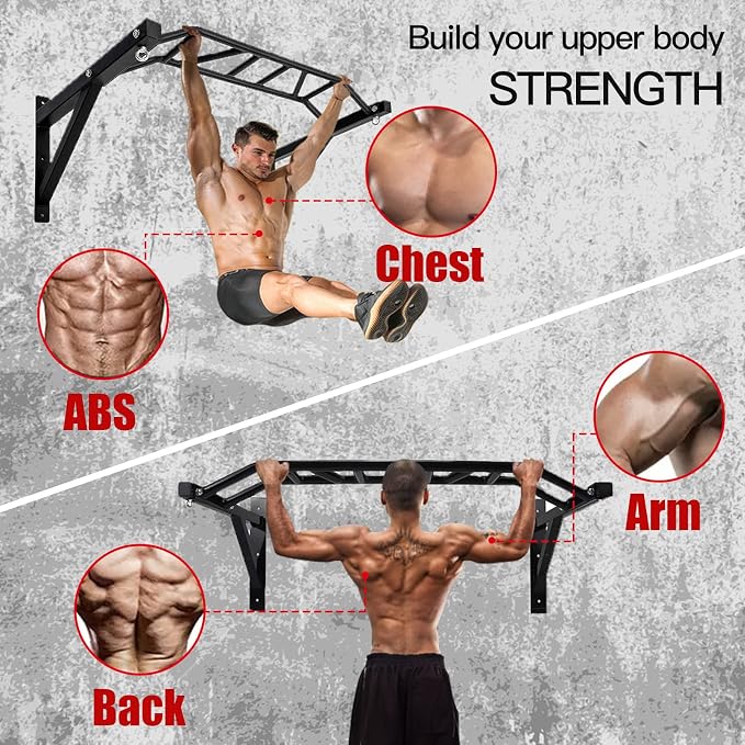 Wall Mounted Pull Up Bar Multifunctional Chin Up bar for Home Gym | Heavy Duty Multifunctional,Power Tower Set,Training Equipment Fitness Dip Stand,Supports to 440 Lbs