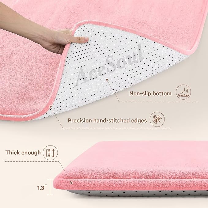 Baby Play Mat for Floor,Ultra Thick Elastic Foam 47"x47" Playmat Tummy Time Muscle Crawling Exercise Activity Cushion Gym Mat Nursery Playroom Area Kids Rug for Babies, Toddlers,Infants,Pink