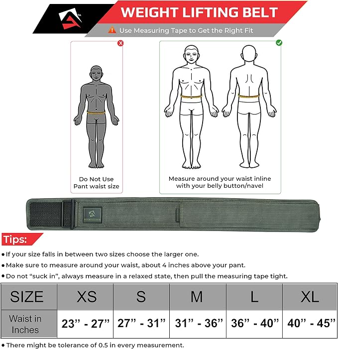 AQF Self-Locking Weight Lifting Belt, 4" Nylon Gym Support Belt