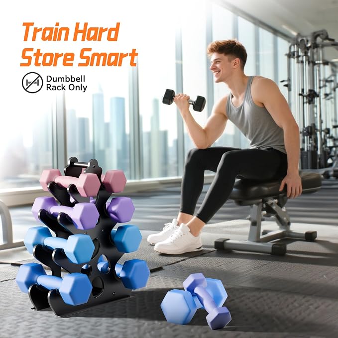 4 Tier Dumbbell Rack, Weight Rack For Home Gym, Dumbbell Stand for Free Weights