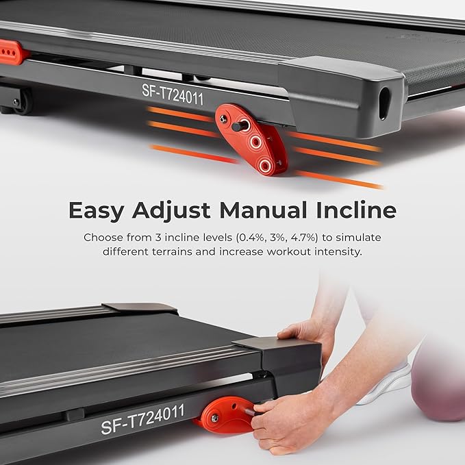 Sunny Health & Fitness Smart Manual Incline Wi-Fi Treadmill, Foldable | 2HP, 9 MPH, 3 Manual Incline Levels up to 5%, WiFi Connectivity, 16" x 50" Running Belt, 20 Workout Programs