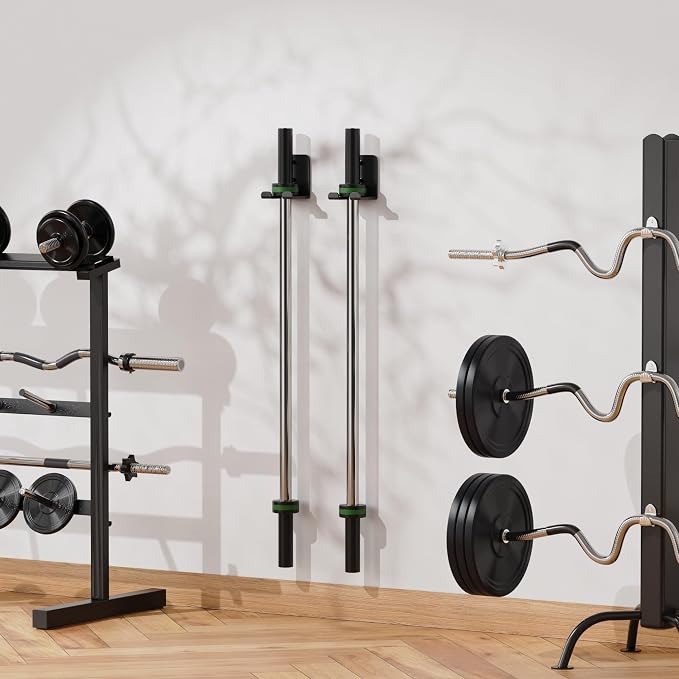 Barbell Rack Barbell Holder Wall Mount Barbell Storage Holder Olympic Bar Hanger for Home, Commercial, Garage Gym