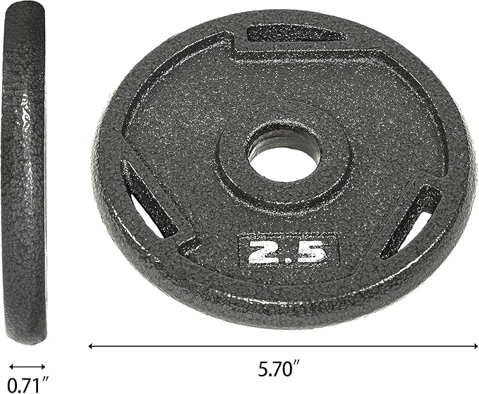 Elevon 2-Inch/1-Inch Cast Iron Weight Plate for Strength Training and Weightlifting, Olympic Grip Plate for Barbell