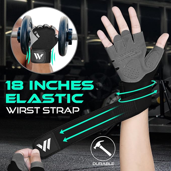 WESTWOOD FOX Gym Gloves Fitness Training Anti Slip Shock-Absorbing Weight Lifting Gloves Padded Grip Breathable Fingerless Workout Support for Men Women Cycling Exercise